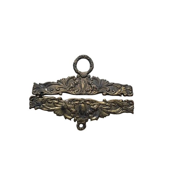Vintage Solid Brass Bellpull Tapestry Hanger Ornate Elephants Embroidery Hanger - Picture 16 of 16